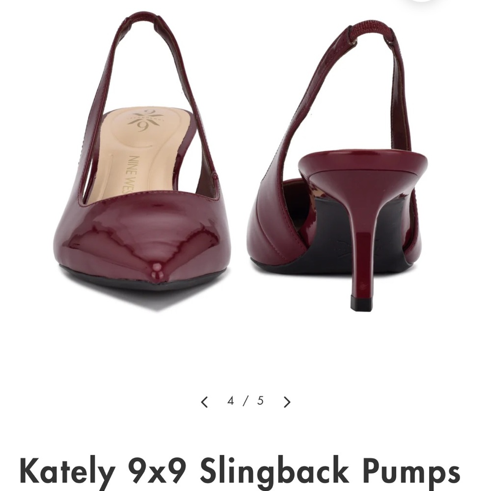 Nine West Kately Burgundy Red Slingback Kitten Heel